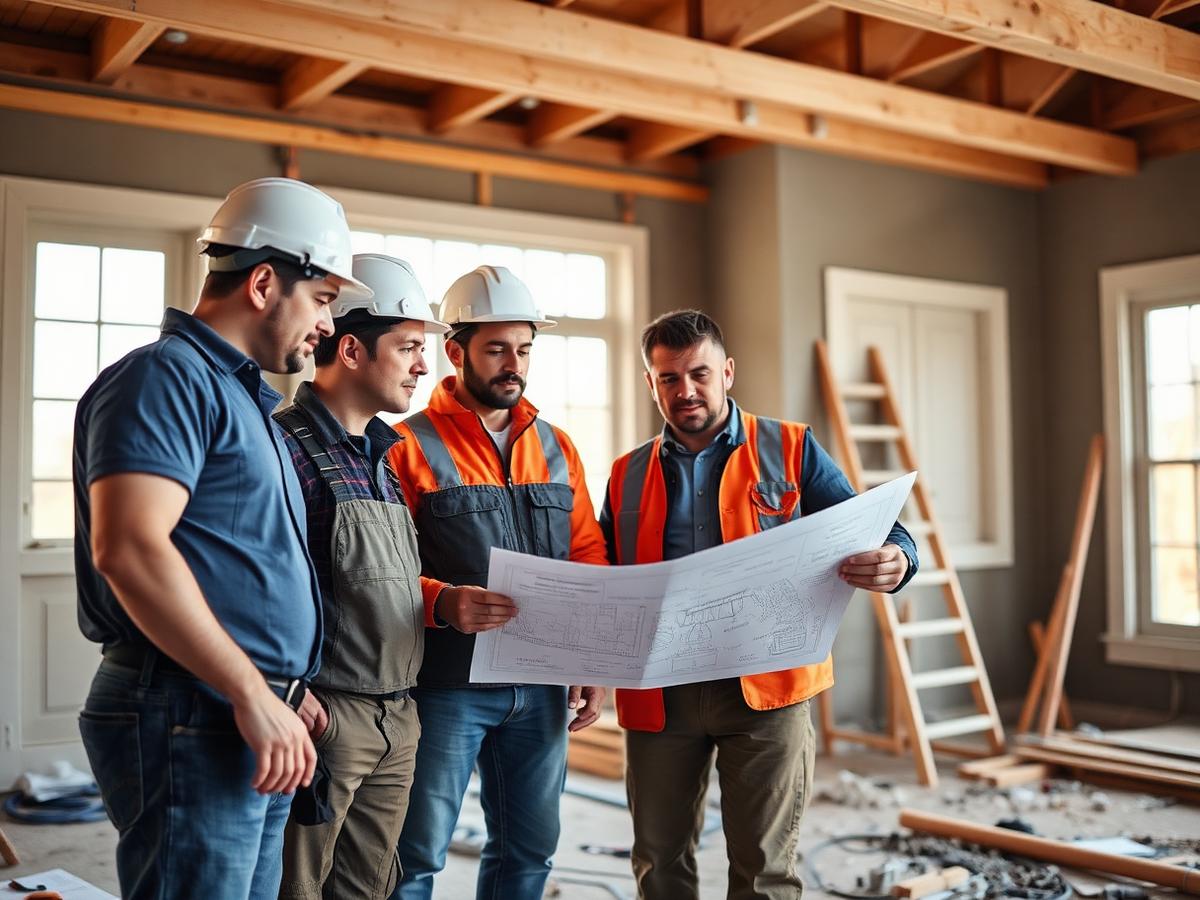 Project team reviewing renovation plans